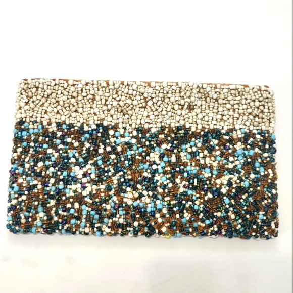 Geometric Moroccan Womens Beaded Full Zip Coin Purse Colorful Handbag Clutch - Picture 1 of 12